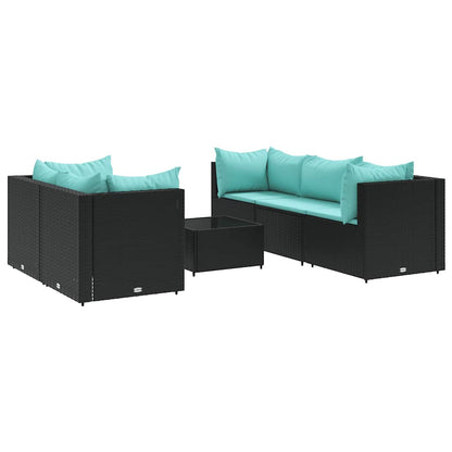 Set Mobili da Giardino 6 pz con Cuscini in Polyrattan Nero | homemem39