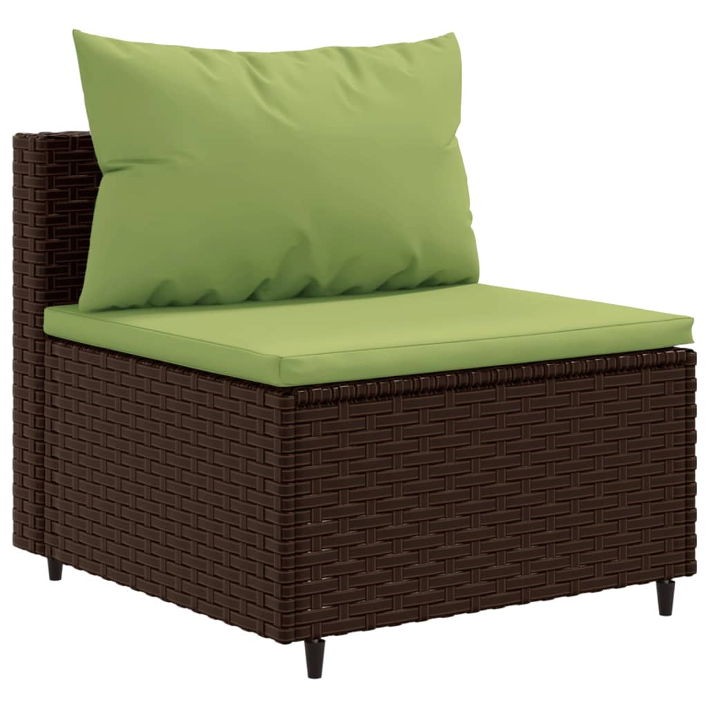 Set Mobili da Giardino 6pz con Cuscini in Polyrattan Marrone | homemem39