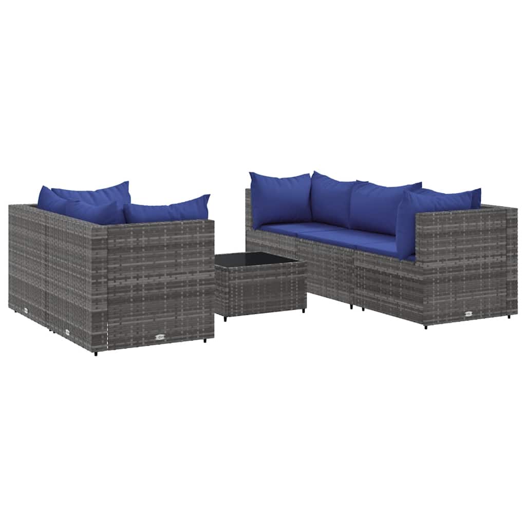 Set Divani da Giardino 6 pz con Cuscini in Polyrattan Grigio | homemem39
