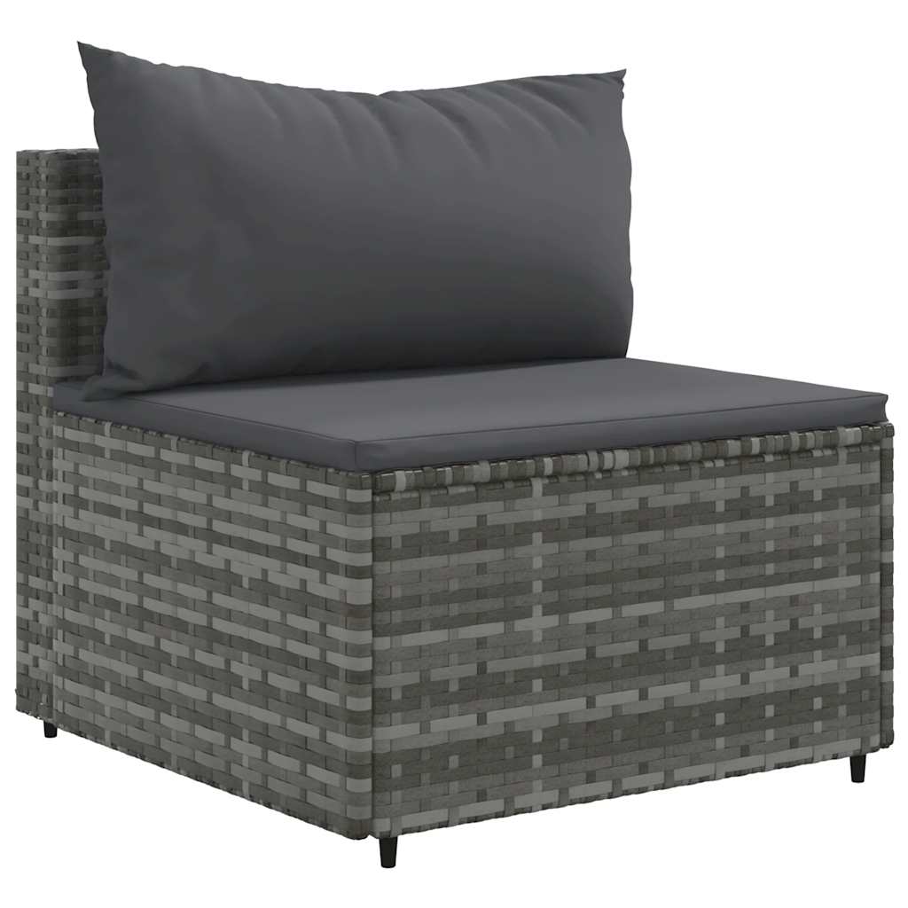 Set Divani da Giardino 7 pz con Cuscini in Polyrattan Grigio | homemem39