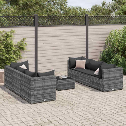 Set Divani da Giardino 7 pz con Cuscini in Polyrattan Grigio | homemem39