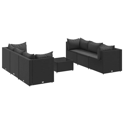 Set Salotto da Giardino con Cuscini 7pz Nero Polyrattan - homemem39