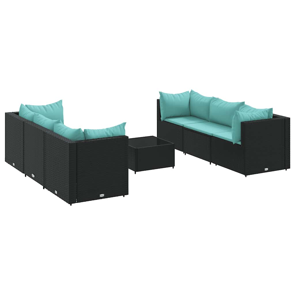 Set Salotto da Giardino con Cuscini 7pz Nero Polyrattan | homemem39