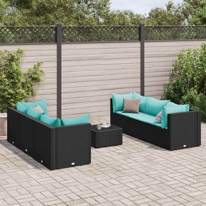 Set Salotto da Giardino con Cuscini 7pz Nero Polyrattan | homemem39