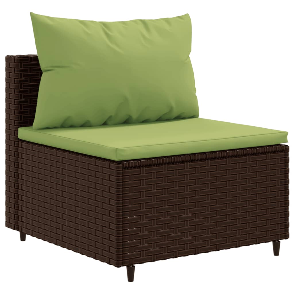 Set Divani da Giardino 7 pz con Cuscini in Polyrattan Marrone | homemem39