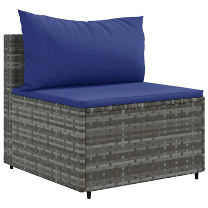 Set Divani da Giardino 7 pz con Cuscini in Polyrattan Grigio | homemem39