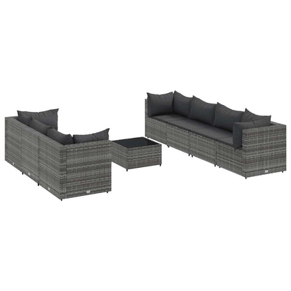 Set Divani da Giardino 8 pz con Cuscini in Polyrattan Grigio | homemem39