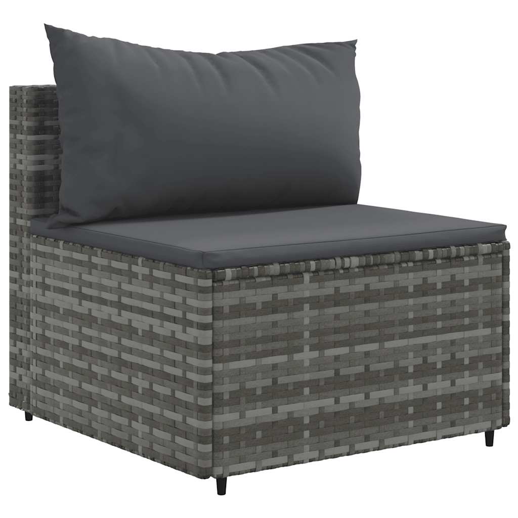 Set Divani da Giardino 8 pz con Cuscini in Polyrattan Grigio | homemem39