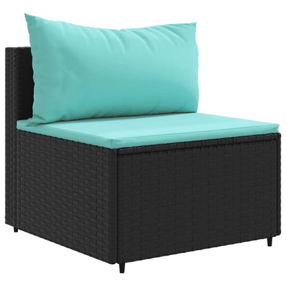 Set Mobili da Giardino con Cuscini 8 pz Nero in Polyrattan | homemem39