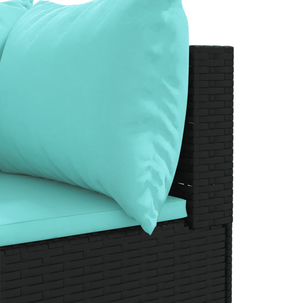 Set Mobili da Giardino con Cuscini 8 pz Nero in Polyrattan | homemem39