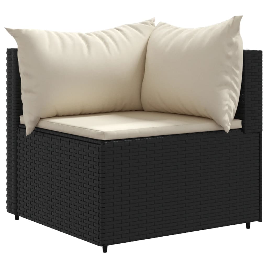 Set Divani da Giardino 4 pz con Cuscini Nero in Polyrattan | homemem39