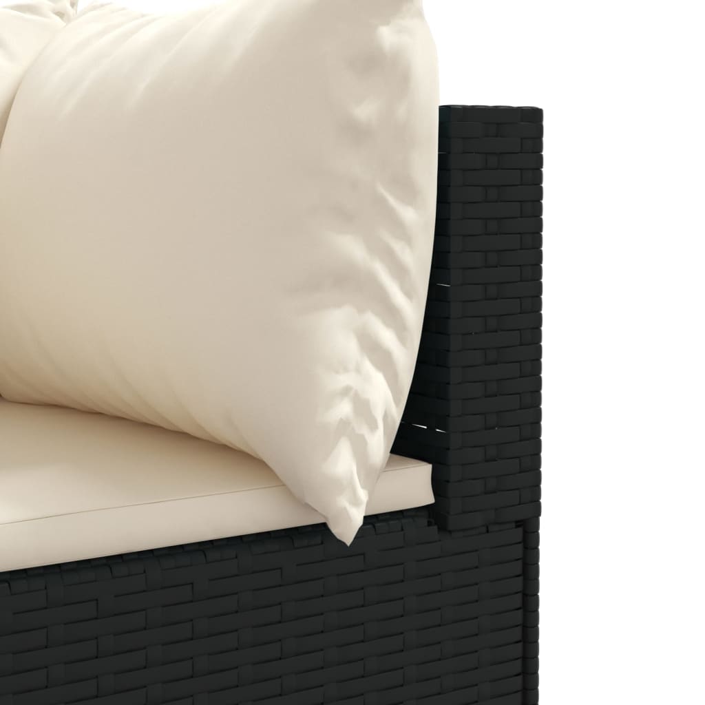 Set Divani da Giardino 4 pz con Cuscini Nero in Polyrattan | homemem39