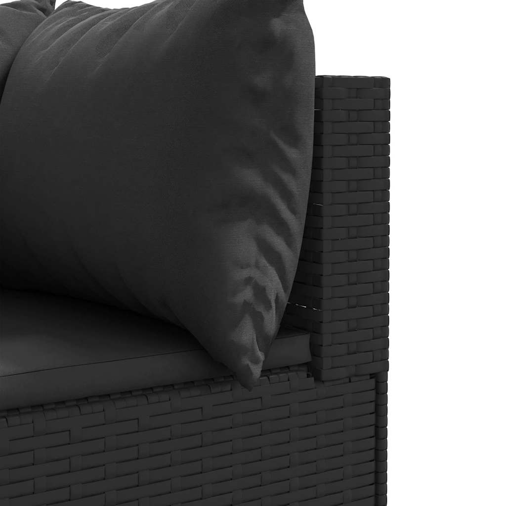 Set Divani da Giardino 4 pz con Cuscini Nero in Polyrattan | homemem39