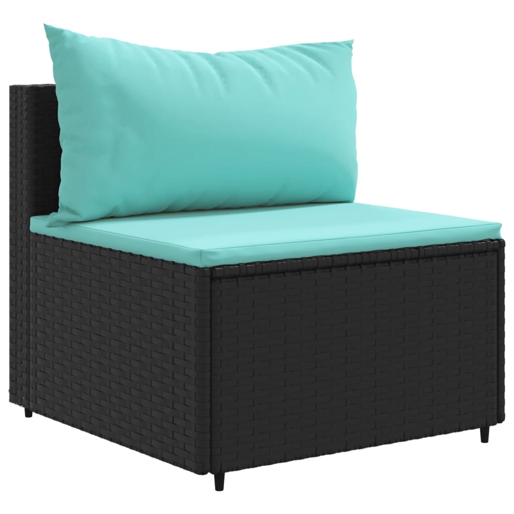 Set Divani da Giardino 4 pz con Cuscini Nero in Polyrattan | homemem39