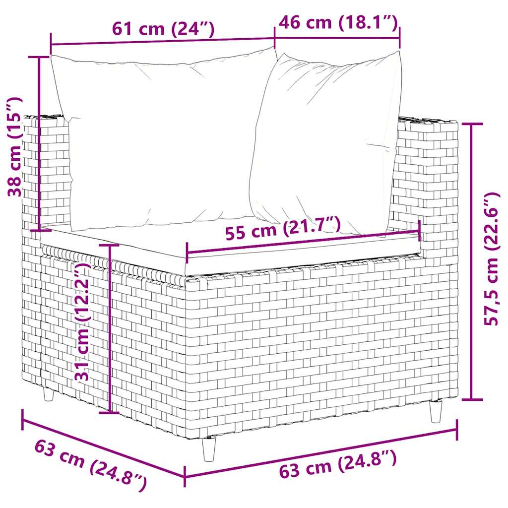 Set Mobili da Giardino 4 pz con Cuscini in Polyrattan Marrone | homemem39