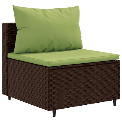 Set Mobili da Giardino 4 pz con Cuscini in Polyrattan Marrone | homemem39