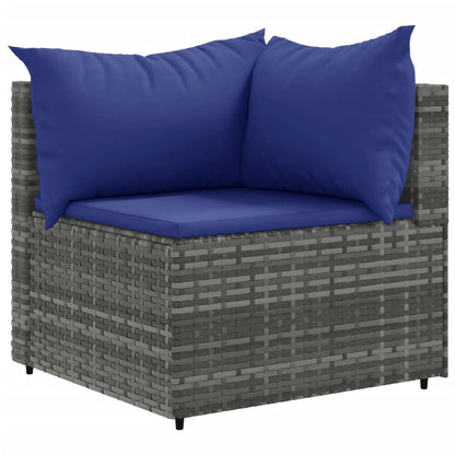 Set Divani da Giardino 4 pz con Cuscini in Polyrattan Grigio