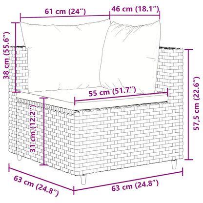 Set Divani da Giardino 4 pz con Cuscini in Polyrattan Grigio