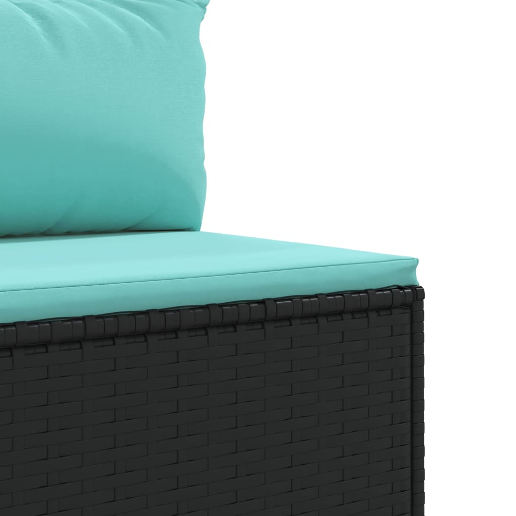 Set Divani da Giardino 4 pz con Cuscini Nero in Polyrattan - homemem39