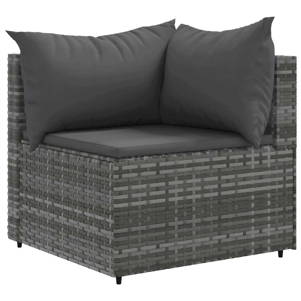 Set Divani da Giardino 5 pz con Cuscini in Polyrattan Grigio | homemem39