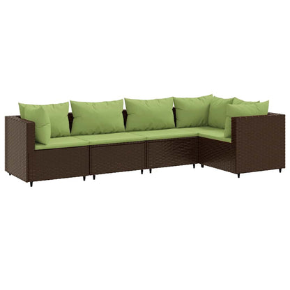Set Divani da Giardino 5 pz con Cuscini Marrone in Polyrattan | homemem39