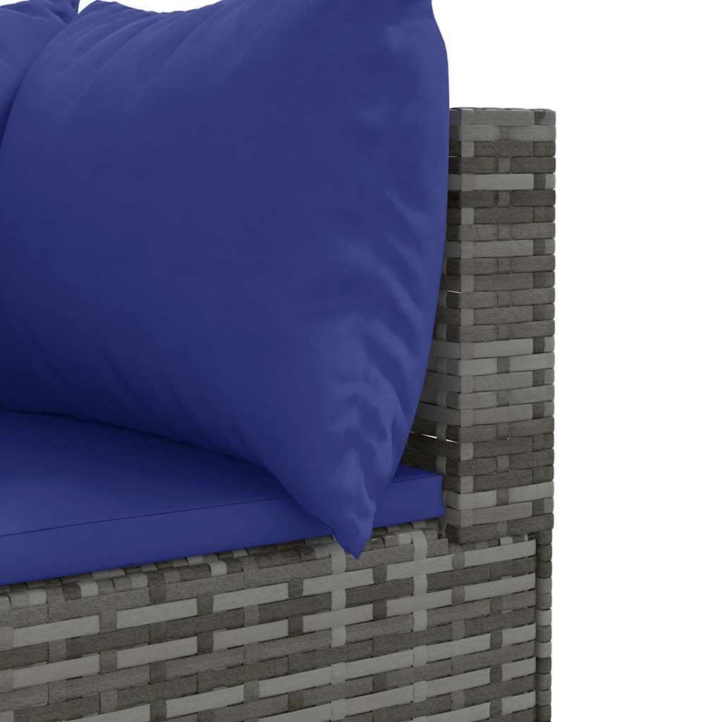 Set Divani da Giardino 5 pz con Cuscini in Polyrattan Grigio | homemem39