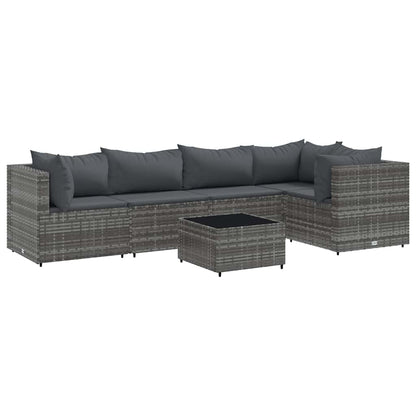 Set Divani da Giardino 6 pz con Cuscini in Polyrattan Grigio | homemem39