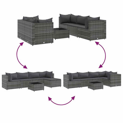 Set Divani da Giardino 6 pz con Cuscini in Polyrattan Grigio | homemem39