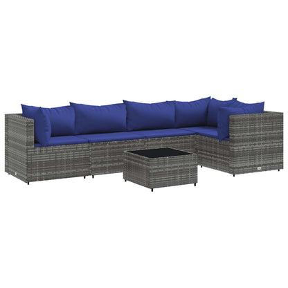 Set Divani da Giardino 6 pz con Cuscini in Polyrattan Grigio | homemem39