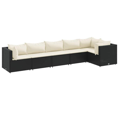 Set Mobili da Giardino 6 pz con Cuscini in Polyrattan Nero | homemem39