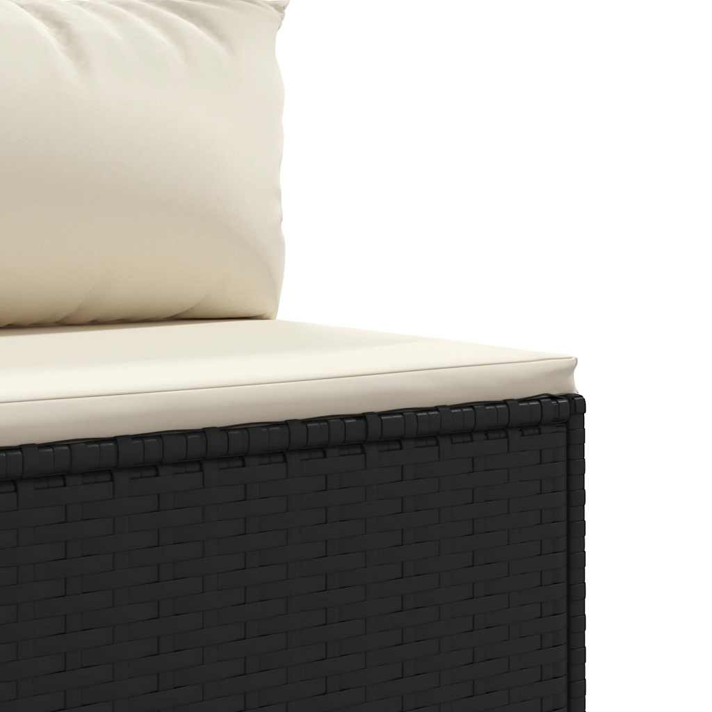 Set Mobili da Giardino 6 pz con Cuscini in Polyrattan Nero | homemem39
