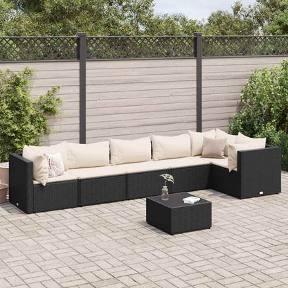 Set Salotto da Giardino con Cuscini 7pz Nero Polyrattan | homemem39