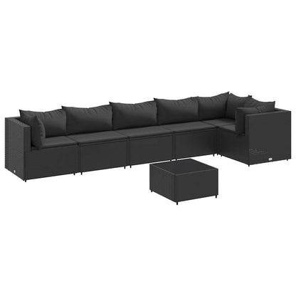 Set Salotto da Giardino con Cuscini 7pz Nero Polyrattan - homemem39