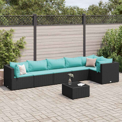 Set Salotto da Giardino con Cuscini 7pz Nero Polyrattan - homemem39