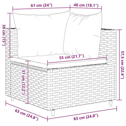 Set Divani da Giardino 5 pz con Cuscini Marrone in Polyrattan - homemem39