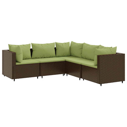 Set Divani da Giardino 5 pz con Cuscini Marrone in Polyrattan | homemem39