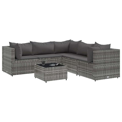 Set Divani da Giardino 6 pz con Cuscini in Polyrattan Grigio | homemem39