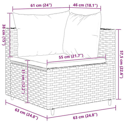 Set Mobili da Giardino 6 pz con Cuscini in Polyrattan Nero | homemem39