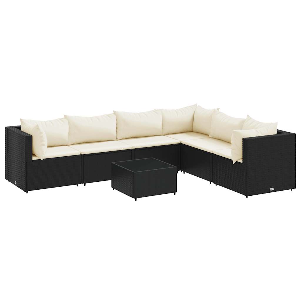Set Salotto da Giardino con Cuscini 7pz Nero Polyrattan | homemem39