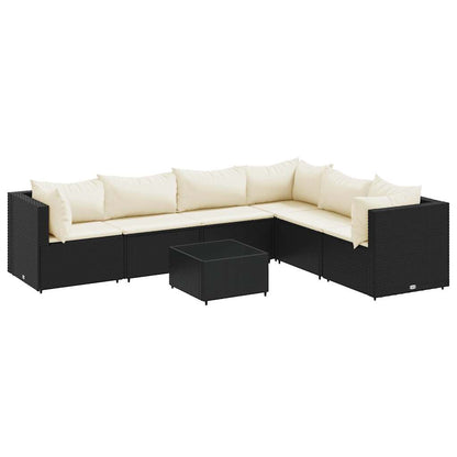 Set Salotto da Giardino con Cuscini 7pz Nero Polyrattan | homemem39