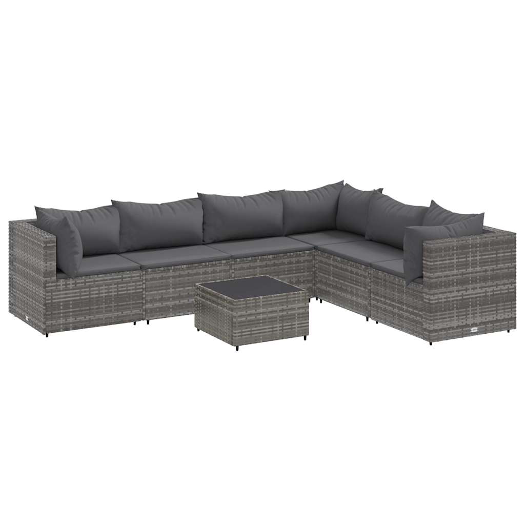 Set Divani da Giardino 7 pz con Cuscini in Polyrattan Grigio - homemem39