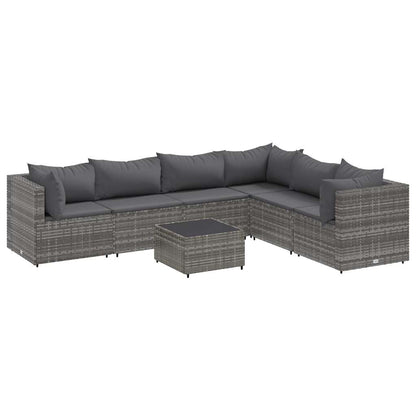 Set Divani da Giardino 7 pz con Cuscini in Polyrattan Grigio - homemem39
