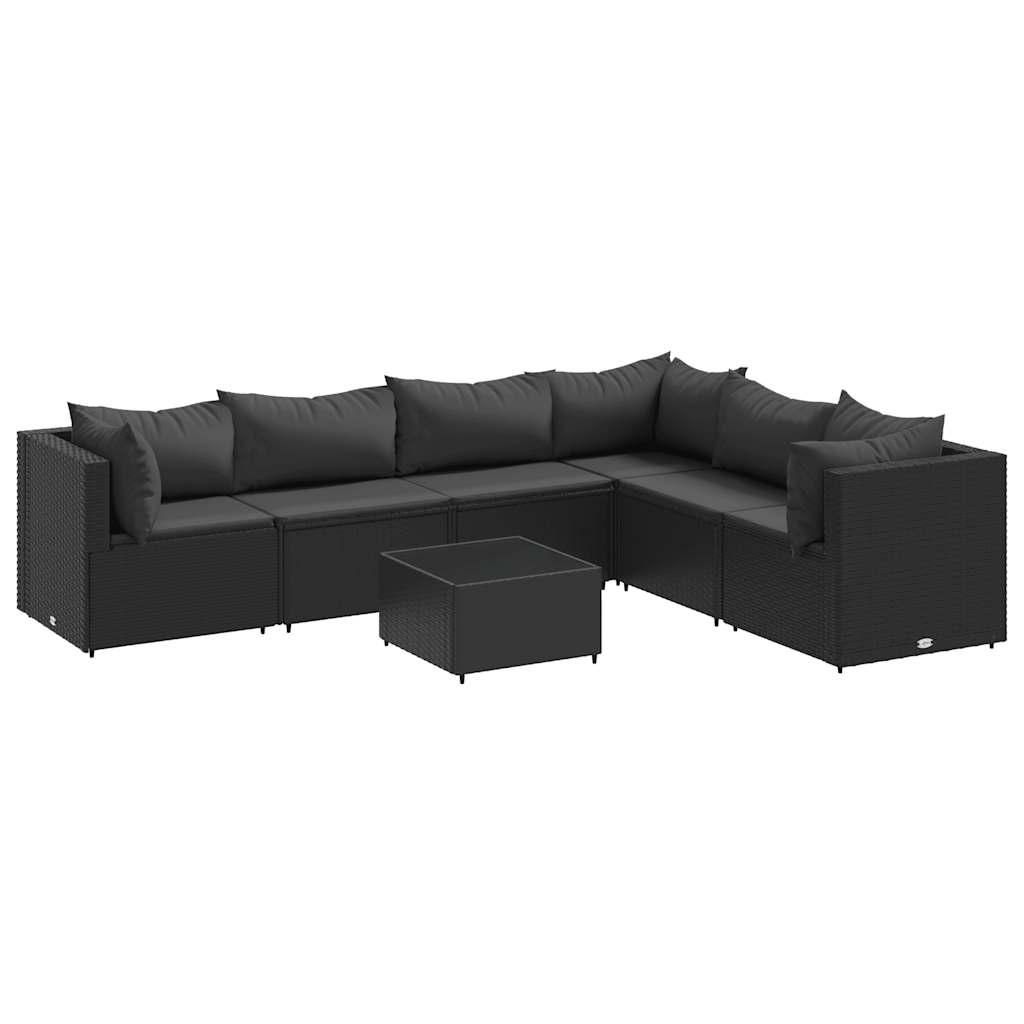 Set Salotto da Giardino con Cuscini 7pz Nero Polyrattan | homemem39