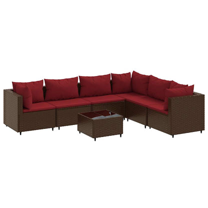 Set Divani da Giardino 7 pz con Cuscini in Polyrattan Marrone | homemem39