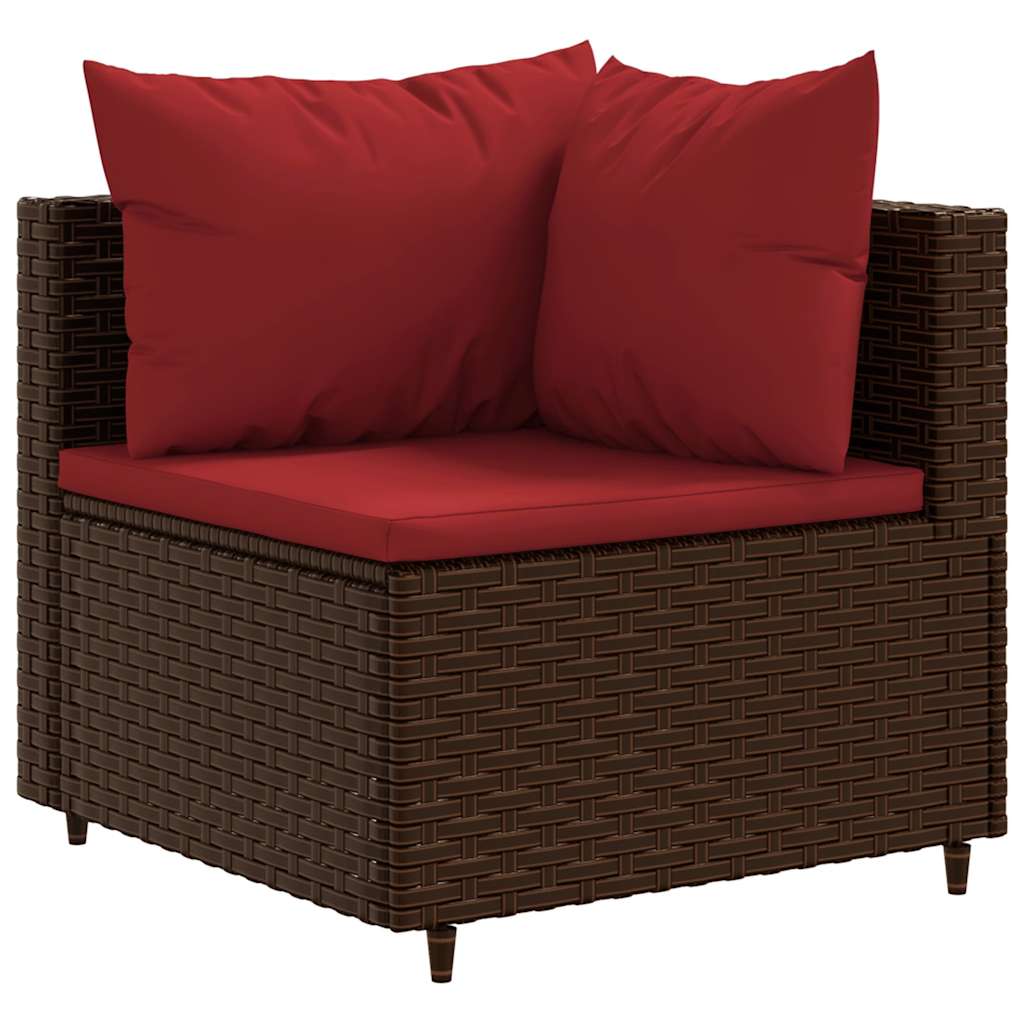 Set Divani da Giardino 7 pz con Cuscini in Polyrattan Marrone | homemem39