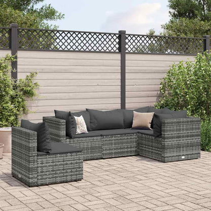 Set Divani da Giardino 5 pz con Cuscini in Polyrattan Grigio | homemem39