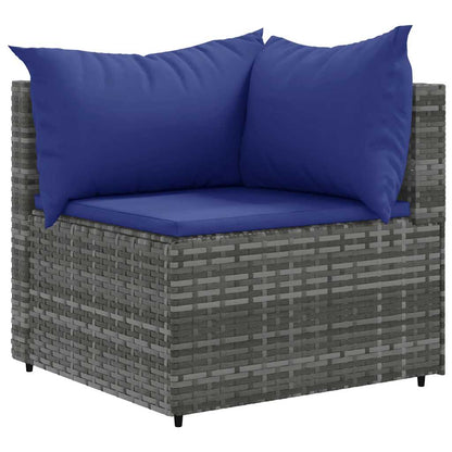 Set Divani da Giardino 5 pz con Cuscini in Polyrattan Grigio | homemem39