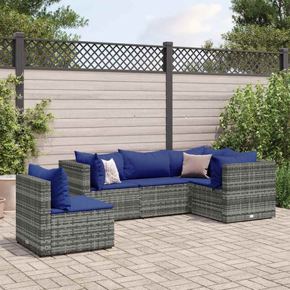 Set Divani da Giardino 5 pz con Cuscini in Polyrattan Grigio | homemem39