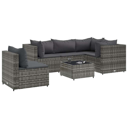 Set Divani da Giardino 6 pz con Cuscini in Polyrattan Grigio | homemem39