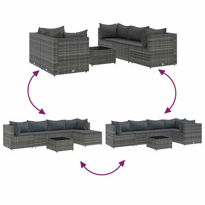 Set Divani da Giardino 6 pz con Cuscini in Polyrattan Grigio | homemem39